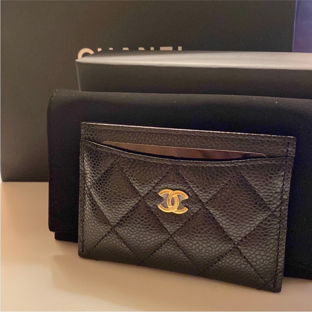 CHANEL Black Leather Card Holder